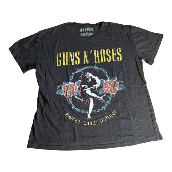 Guns n Roses Sweet Child of Mine Womens Size Large Short Boxy Fit Black T Shirt - Picture 1 of 3